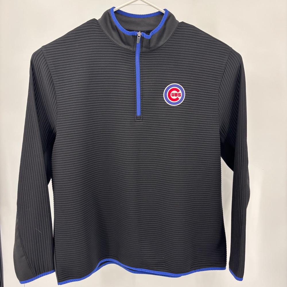 MLB Chicago Cubs Pullover Mens 3XL Black TX3 WARM Excellent Ribbed‎ Quarter Zip